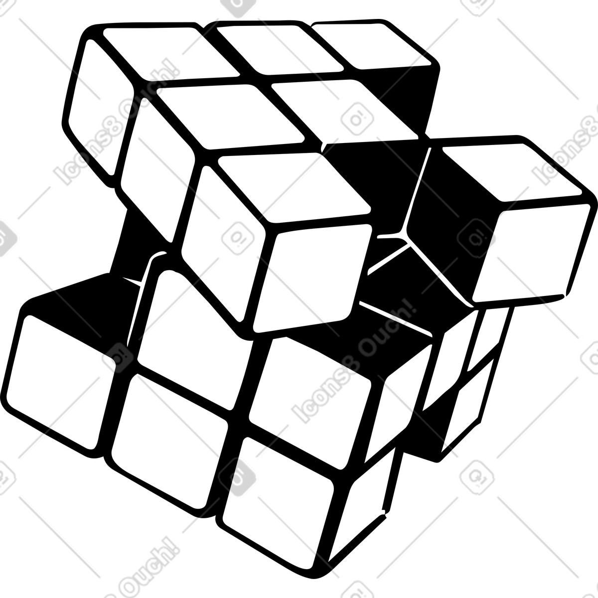 Rotating Rubik's cube without parts illustration in Line style download in PNG, SVG