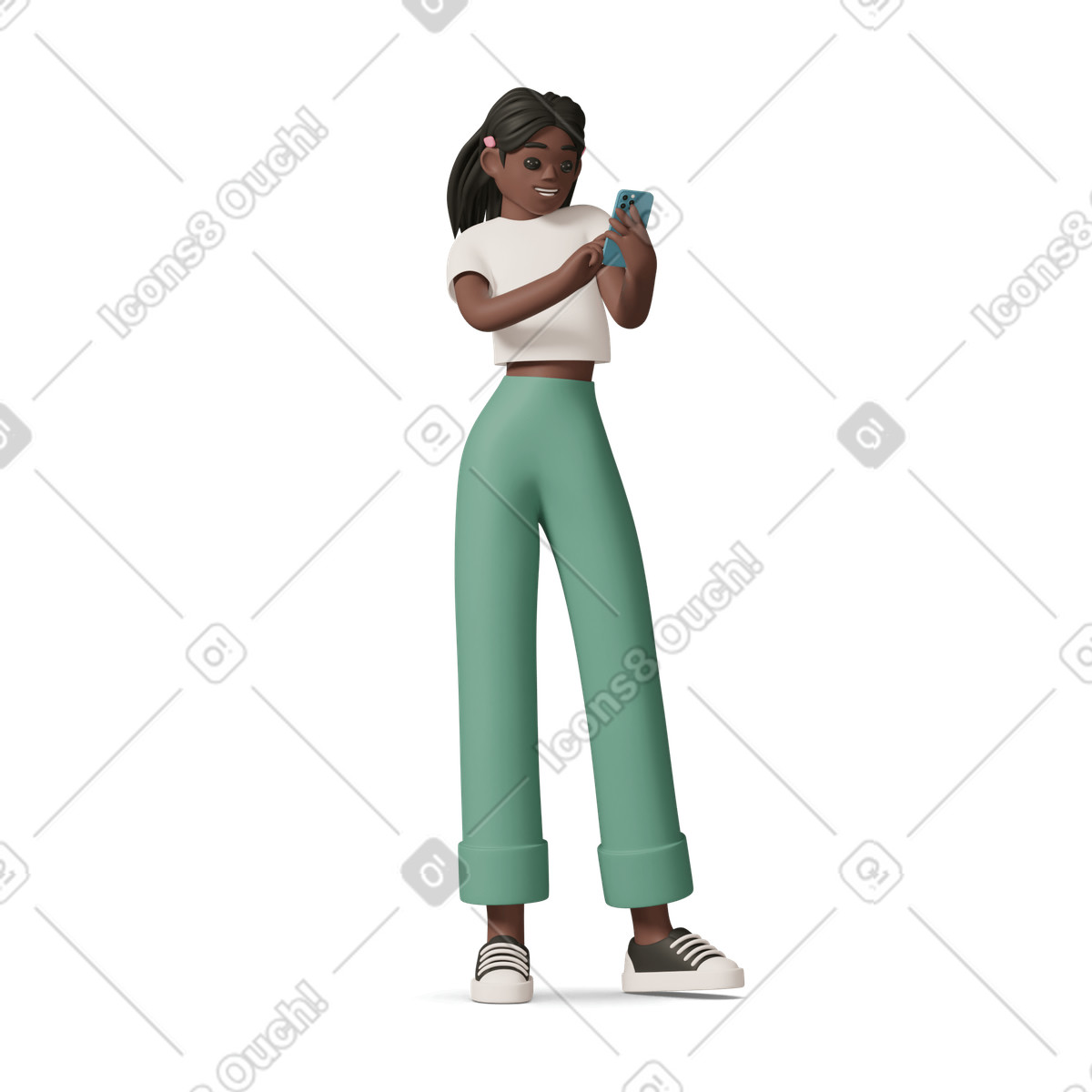 Ilustración Black girl online shopping through mobile en estilo 3D Casual life a descargar en PNG y SVG
