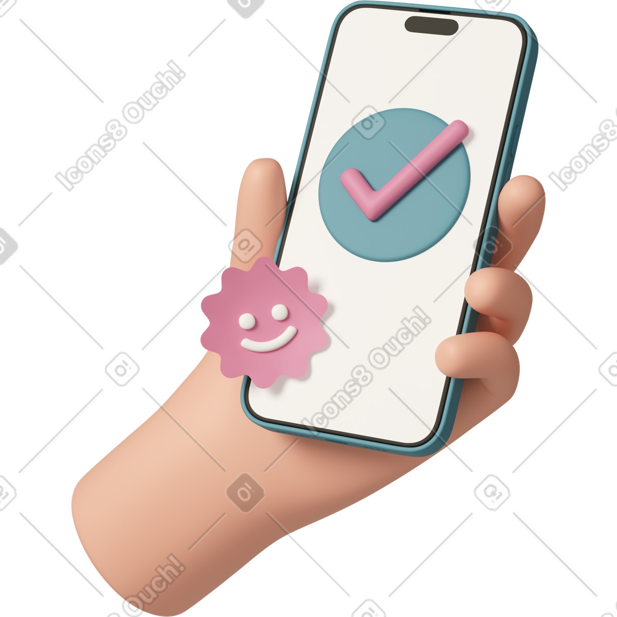 Ilustração animada de Hand holding phone em no estilo 3D Casual life para baixar em GIF, Lottie (JSON), AE