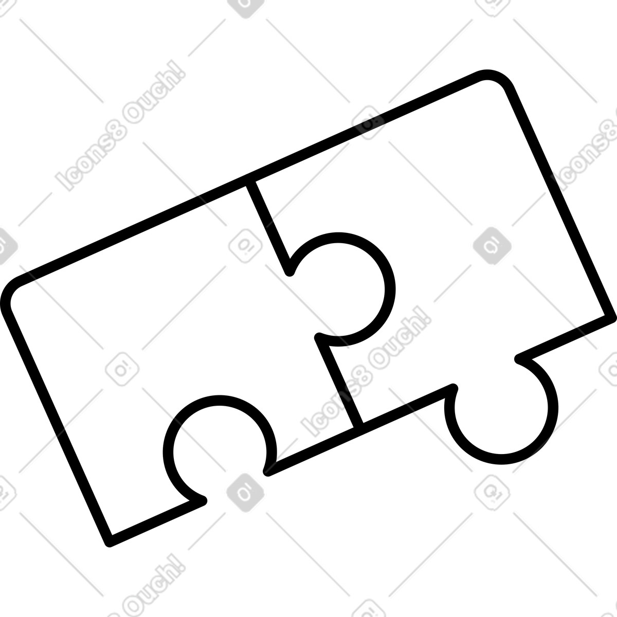 Notion Line Art 스타일의 Puzzle piece outline with two interlocking connectors and curved edges 일러스트레이션 PNG, SVG 다운로드