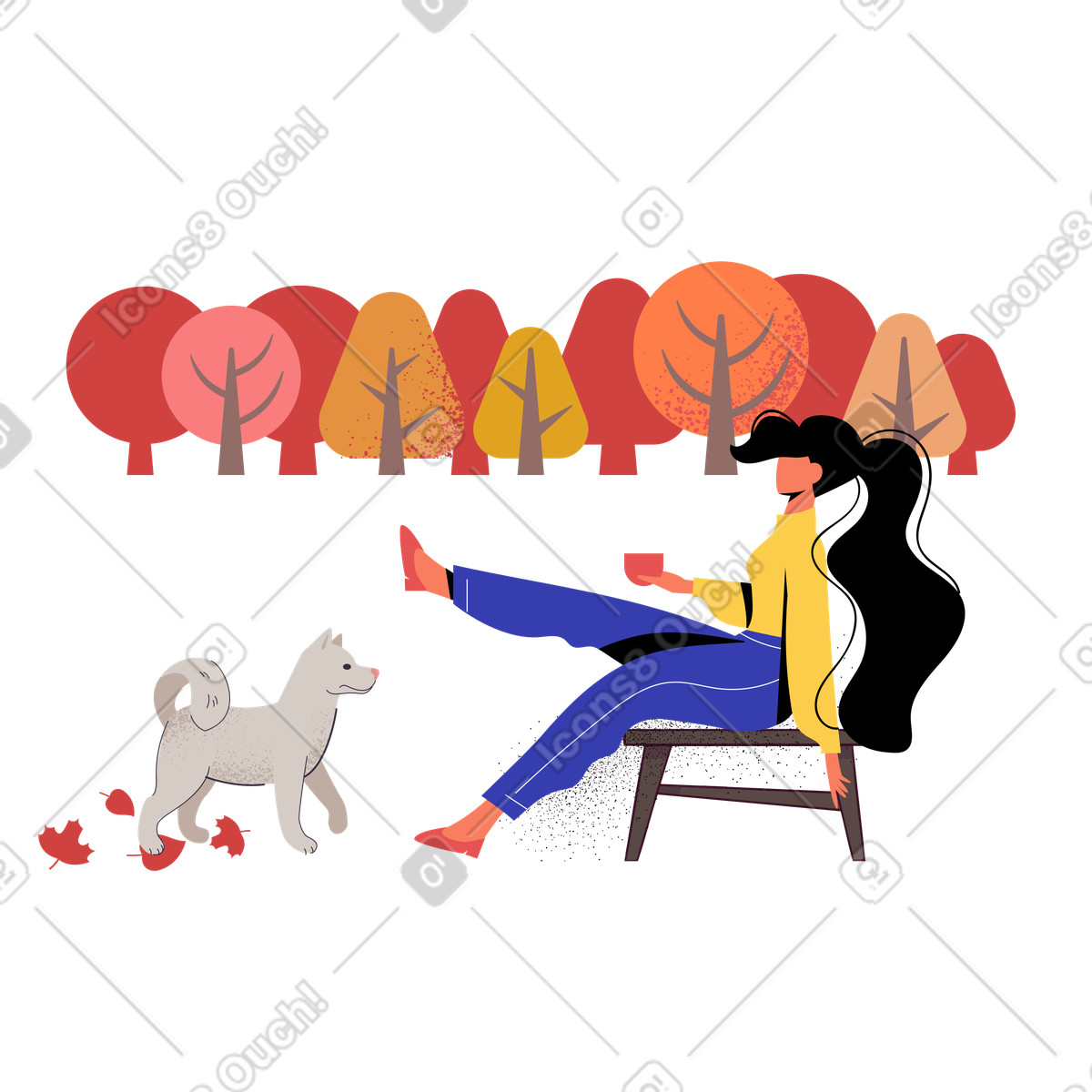 Ein spaziergang im park-Illustration Pale-Stil als Download in PNG, SVG