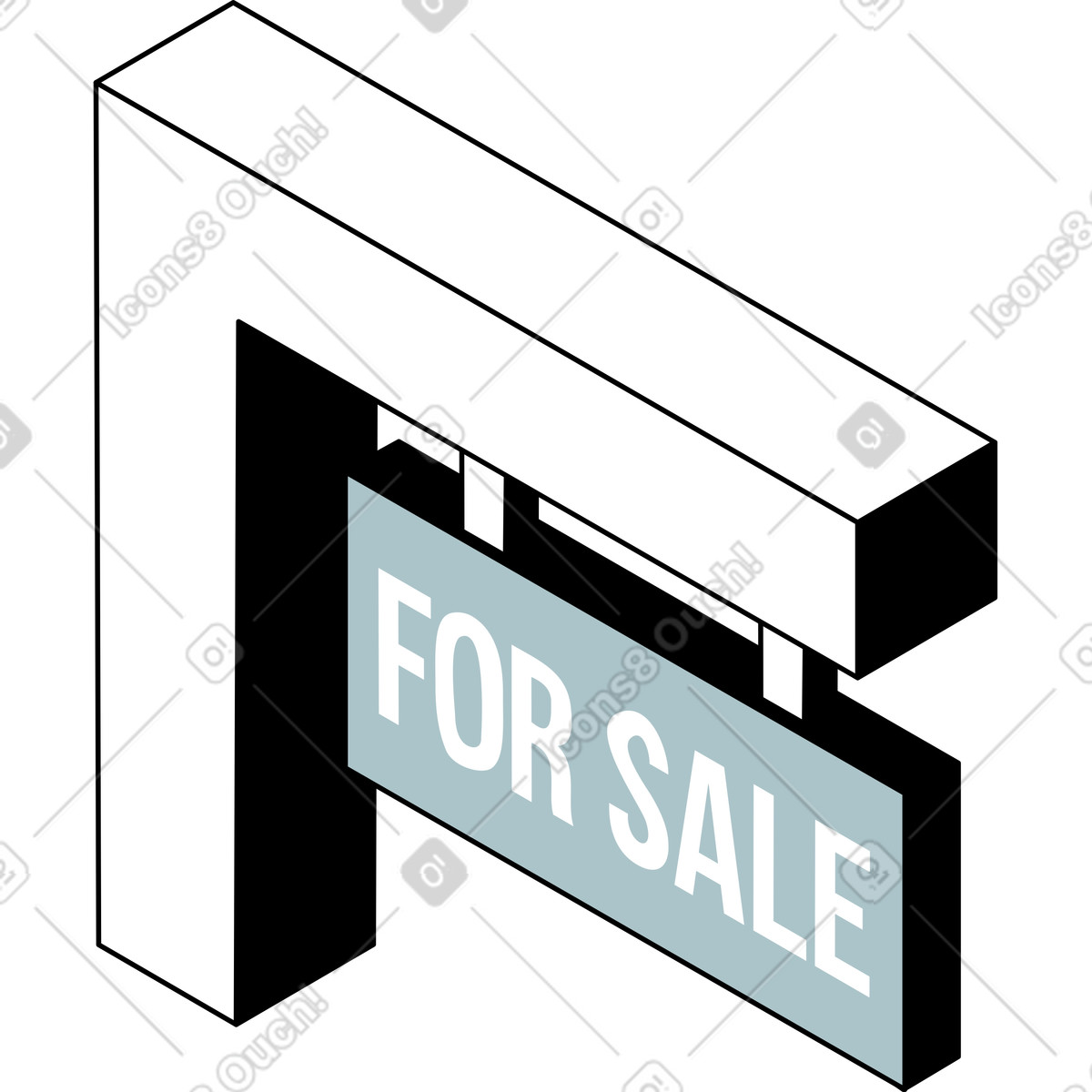 Schild zum verkauf-Illustration im Isometric-Stil als Download in PNG, SVG