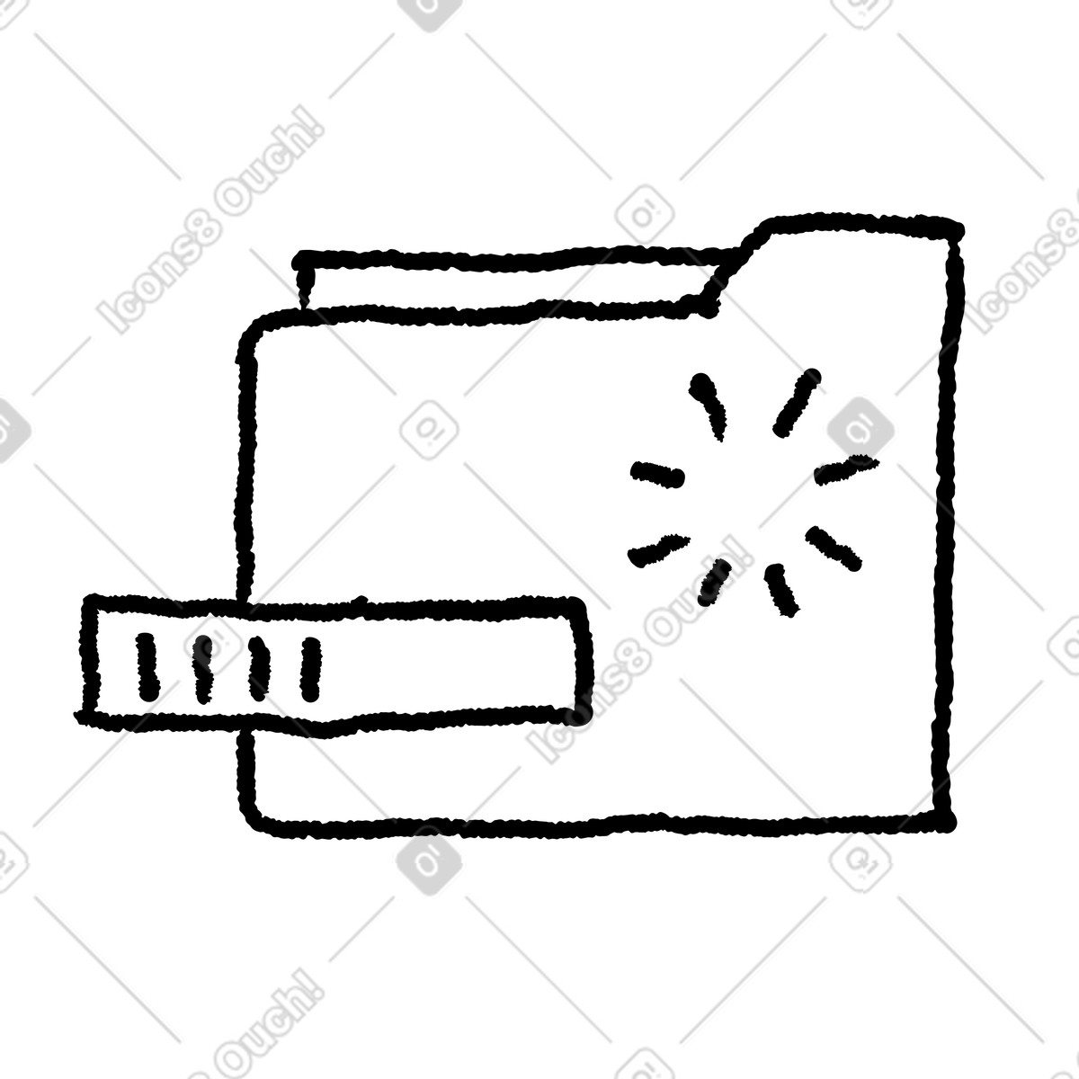 Black Chalk スタイルの Folder loading progress bar and spinning indicator hand drawn doodle のイラストをPNG、SVG形式でダウンロード