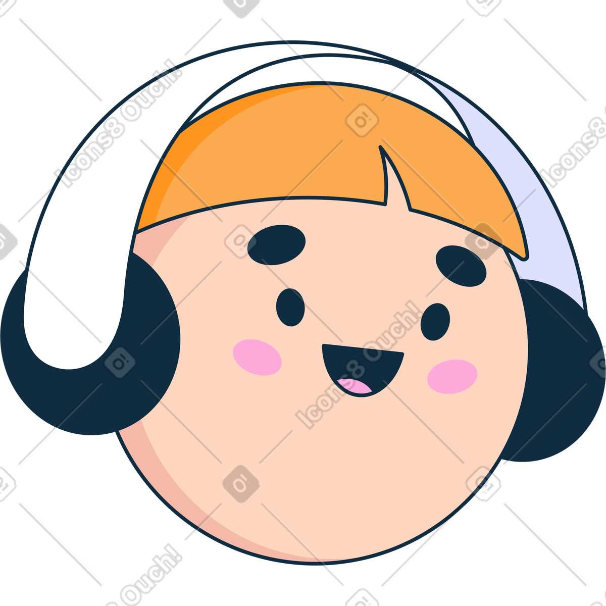 Ilustração de Cabeça homem com fones ouvido em no estilo Bubble gum para baixar em PNG, SVG
