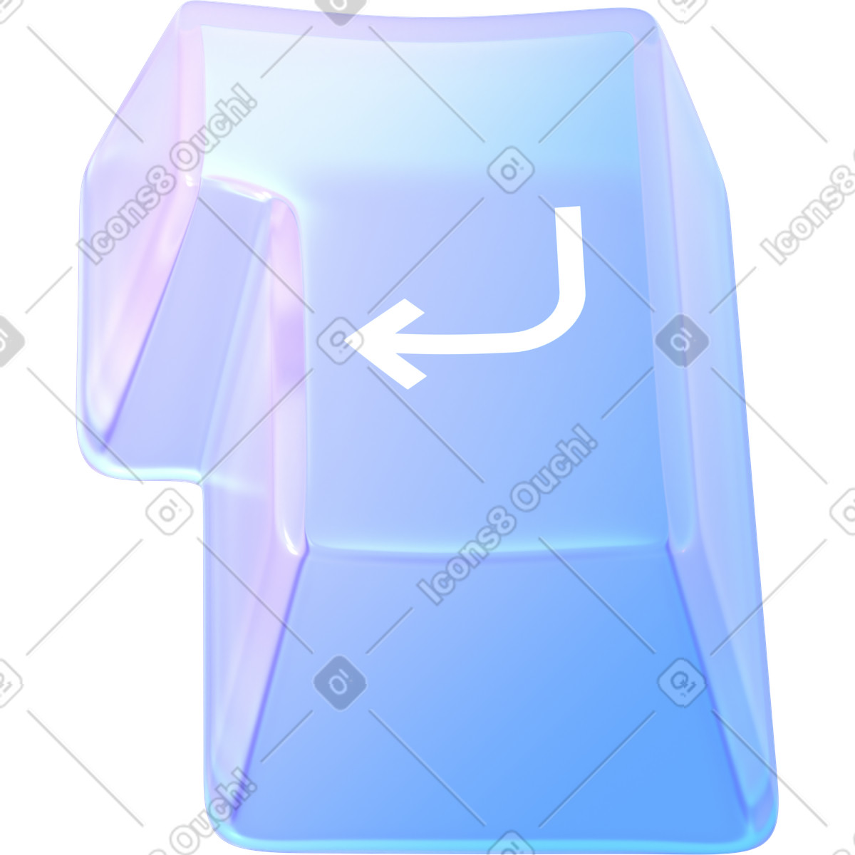 Glass enter key illustration in 3D Glassy style download in PNG, SVG