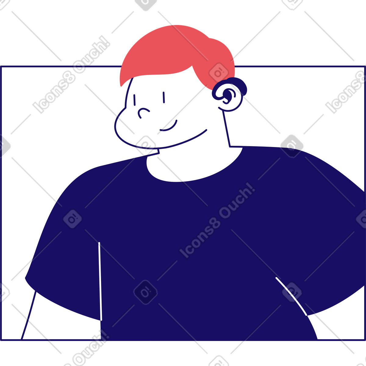 Ilustración Man with a hearing aid en estilo Bendy descargar en PNG y SVG