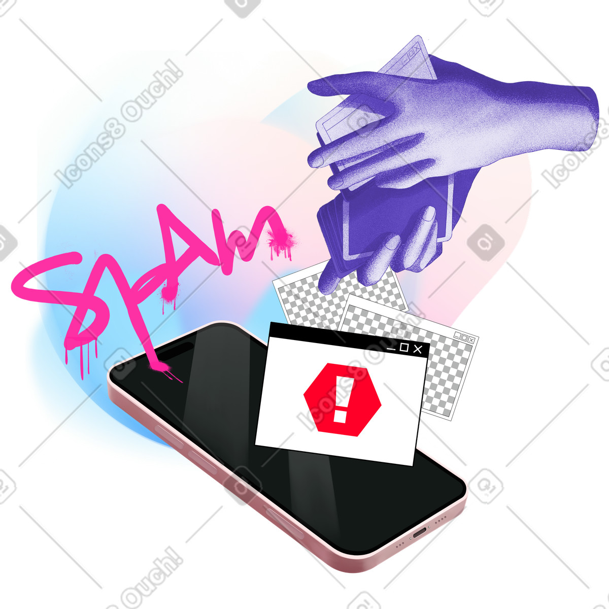 Truffe di spamming e phishing online illustrazione in stile Jumble scarica in PNG, SVG