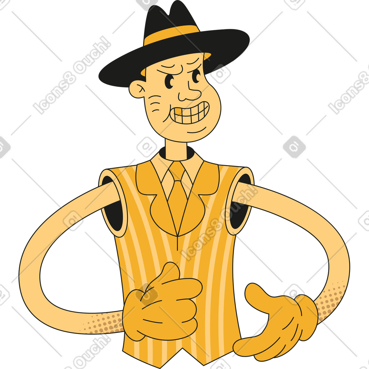 Rubber スタイルの 帽子の男 のイラストをPNG、SVG形式でダウンロード