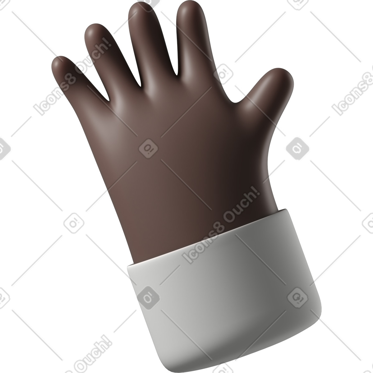 Black skin hand waving hi illustration in 3D Hands Fun&Wild style download in PNG, SVG