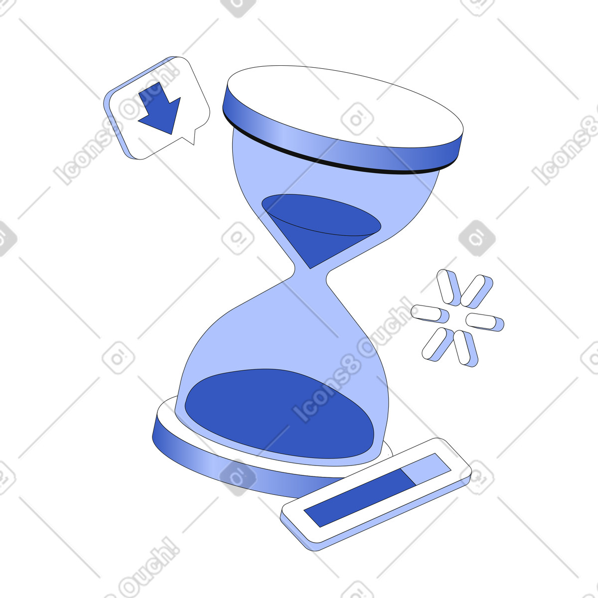 Waiting, downloading process with hourglass illustration in Techny style download in PNG, SVG