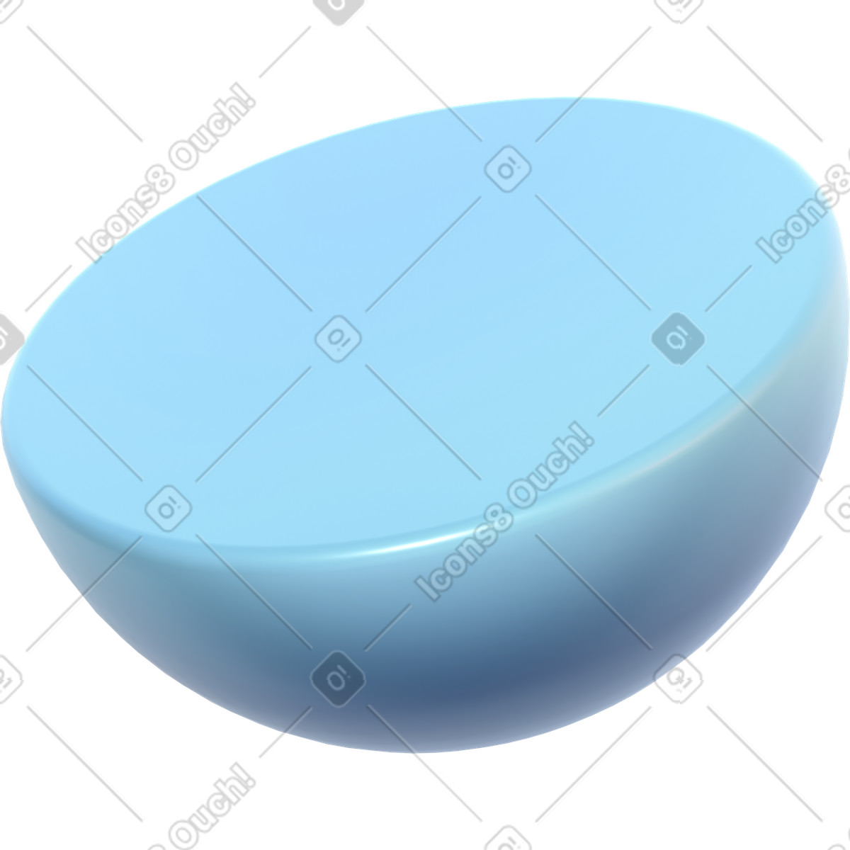 Blue hemisphere illustration in 3D Glassy style download in PNG, SVG
