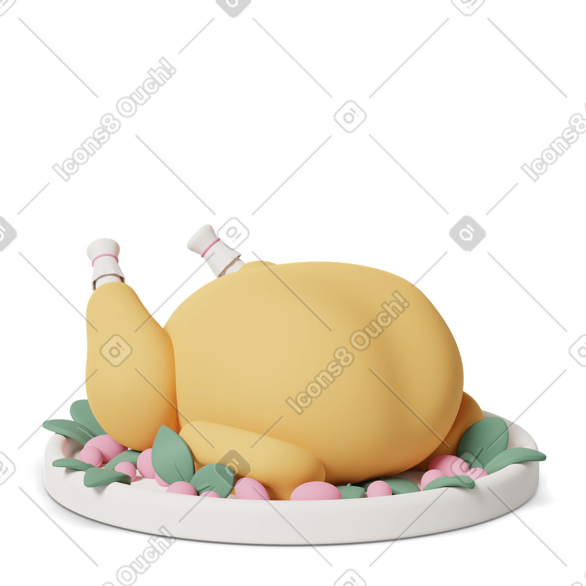 Turkey on a platter illustration in 3D Casual life style download in PNG, SVG