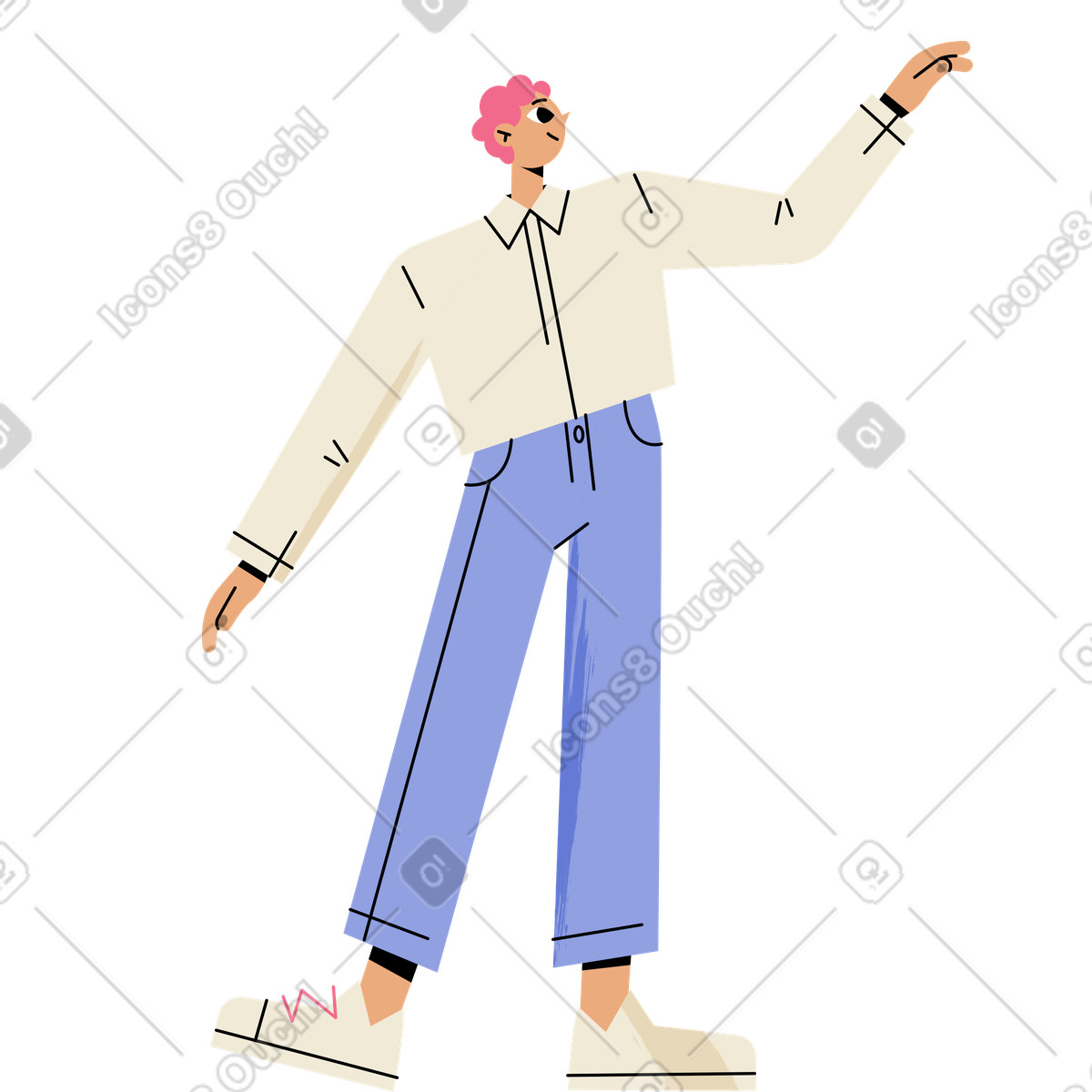 Mann mit plan-Illustration im Juicy-Stil als Download in PNG, SVG