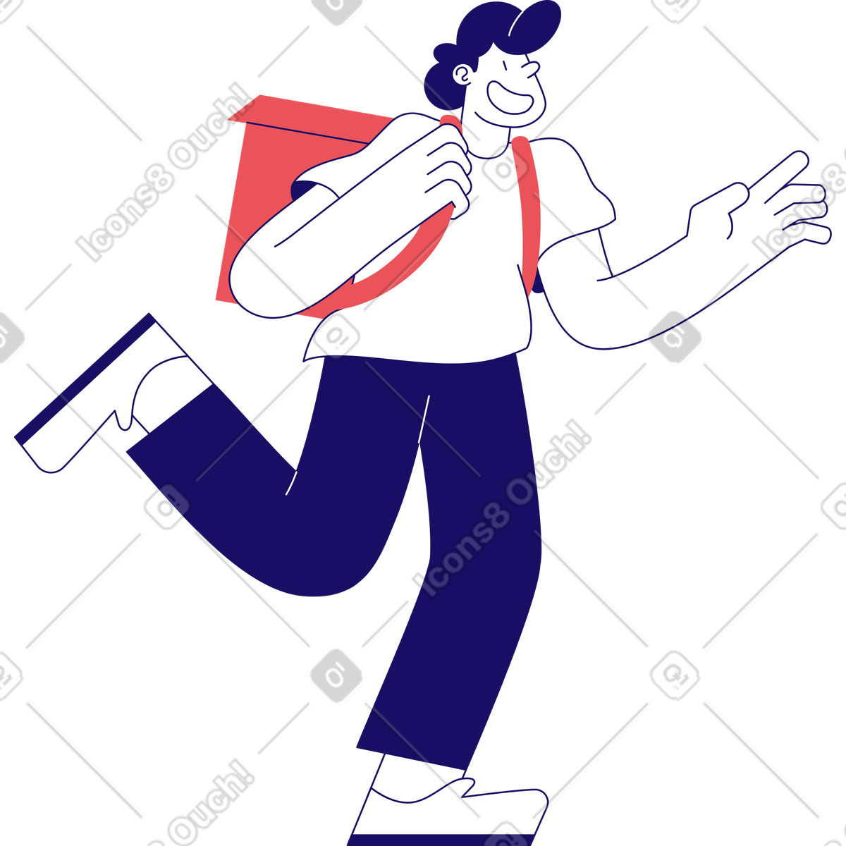 Ilustración Hombre sonriente con bolsa de entrega en estilo Bendy a descargar en PNG y SVG