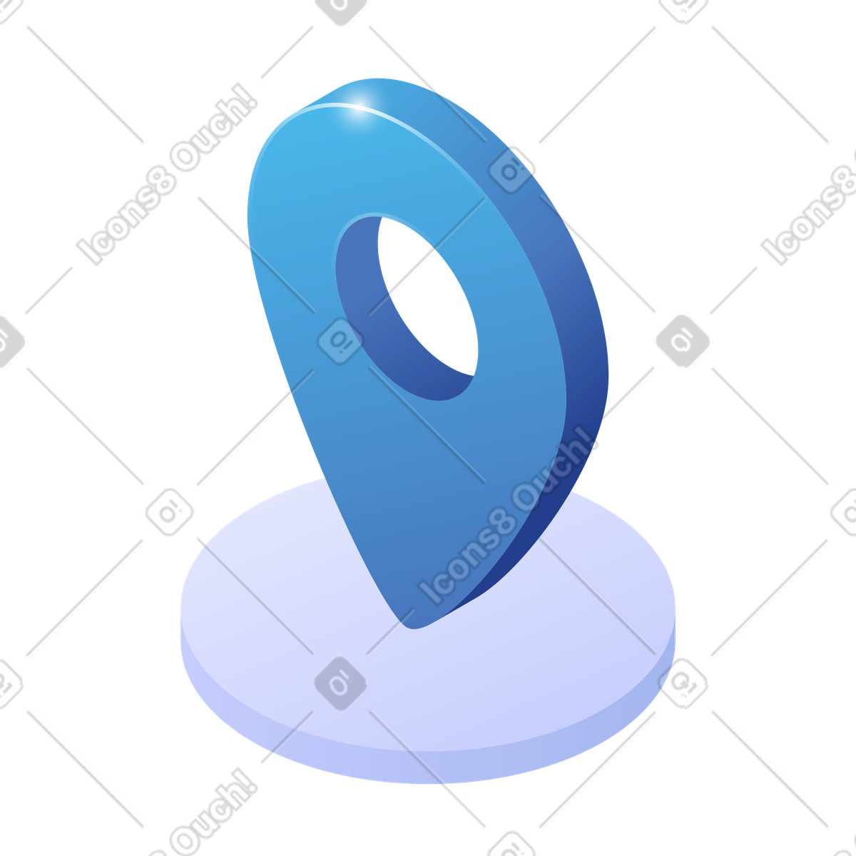 Pin di geolocalizzazione blu sulla piattaforma, monitoraggio della posizione e mappe illustration in PNG, SVG