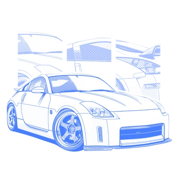 A sports car with sleek design - Halftone style illustration