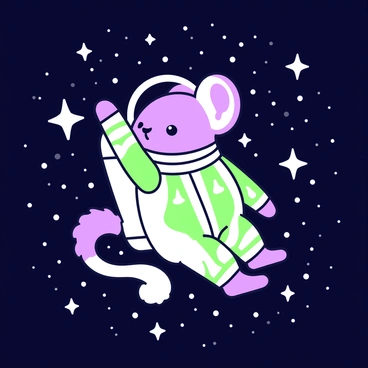 A chinchilla is wearing a tiny space suit, complete with a clear helmet that fits snugly around its head. The chinchilla's fur is fluffy and well-defined, contrasting against the sleek material of the suit. It is floating in a vast expanse of space, with a backdrop filled with countless stars twinkling in the darkness. The chinchilla appears to be gently drifting, with its small paws slightly spread apart. Surrounding the chinchilla, the stars vary in size and brightness, creating a dynamic but harmonious scene in the cosmic environment.