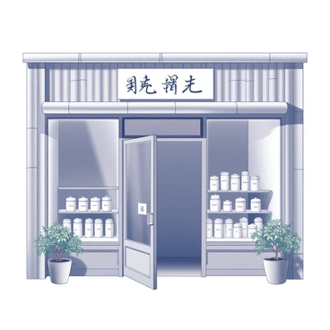 A storefront of a tea shop featuring an inviting entrance. The façade is adorned with bamboo decor, including bamboo poles and accents that create a natural aesthetic. Large glass windows showcase a variety of tea canisters neatly arranged, labeled with their respective tea names. The door is slightly ajar, hinting at a welcoming atmosphere. A small sign hangs above the entrance, displaying the shop's name in elegant script. Potted plants with green foliage are placed on either side of the entrance. The overall look emphasizes a serene, inviting space for tea enthusiasts.
