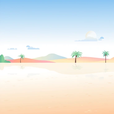 A mirage shimmering in the heat of the Egyptian desert, suggesting an oasis