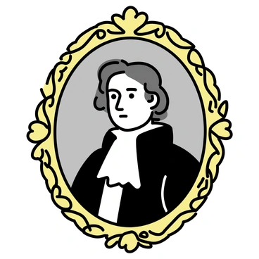 An ornate gold picture frame with intricate floral carvings and a glossy finish. Inside the frame, there is a classic portrait painting of a nobleman. The nobleman has a serious expression, wearing a dark velvet coat with a white ruffled collar. His hair is styled in loose waves, and he gazes directly at the viewer, set against a soft, muted background.
