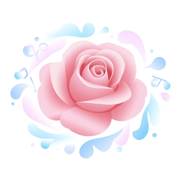 A blooming rose with intricate petals is the central focus of the image. The rose is surrounded by delicate scientific notations and symbols that are elegantly placed around it. The overall composition features a blend of gradient pastel colors that enhance the beauty of the rose and the notations without overpowering them. The background is softly colored, allowing the details of the rose and the scientific elements to stand out clearly.