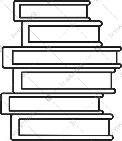 Six books in a stack illustration in PNG, SVG