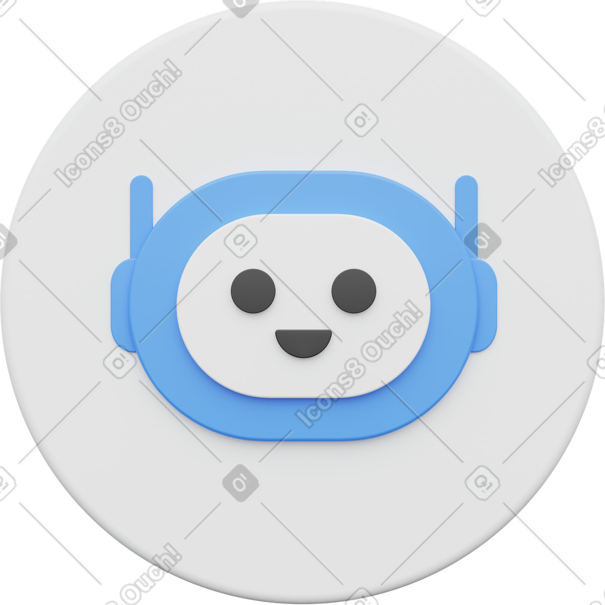 Chatbot icon, blue robot head, ai assistant symbol illustration in PNG, SVG