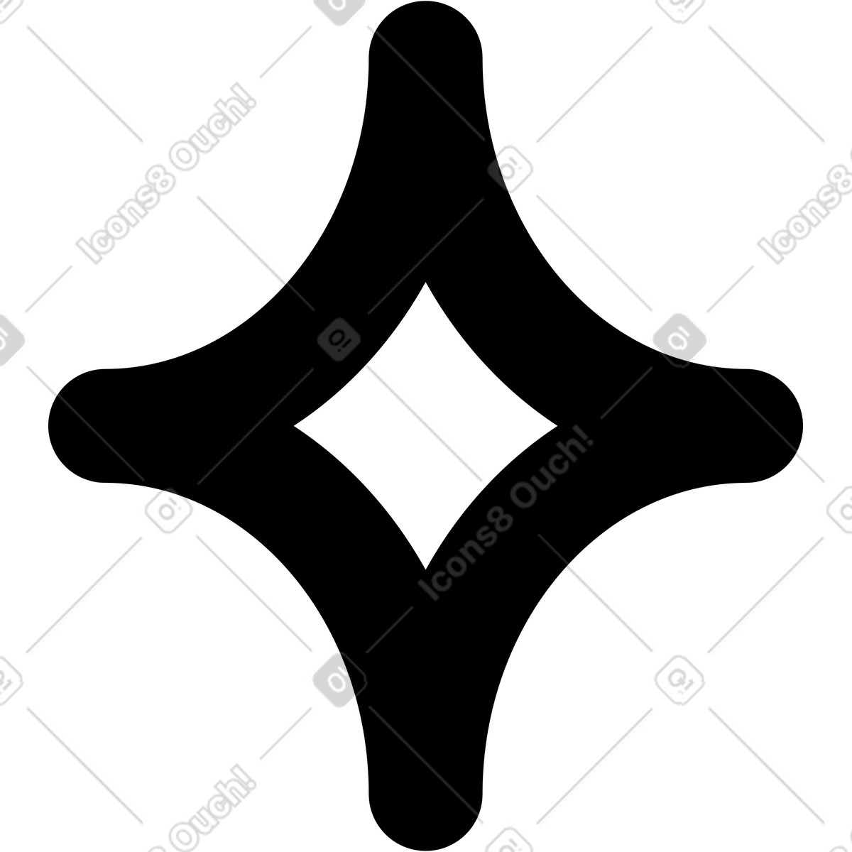 Ilustración Spark diamond shape minimal geometric symbol with curved edges en estilo Notion Line Art a descargar en PNG y SVG