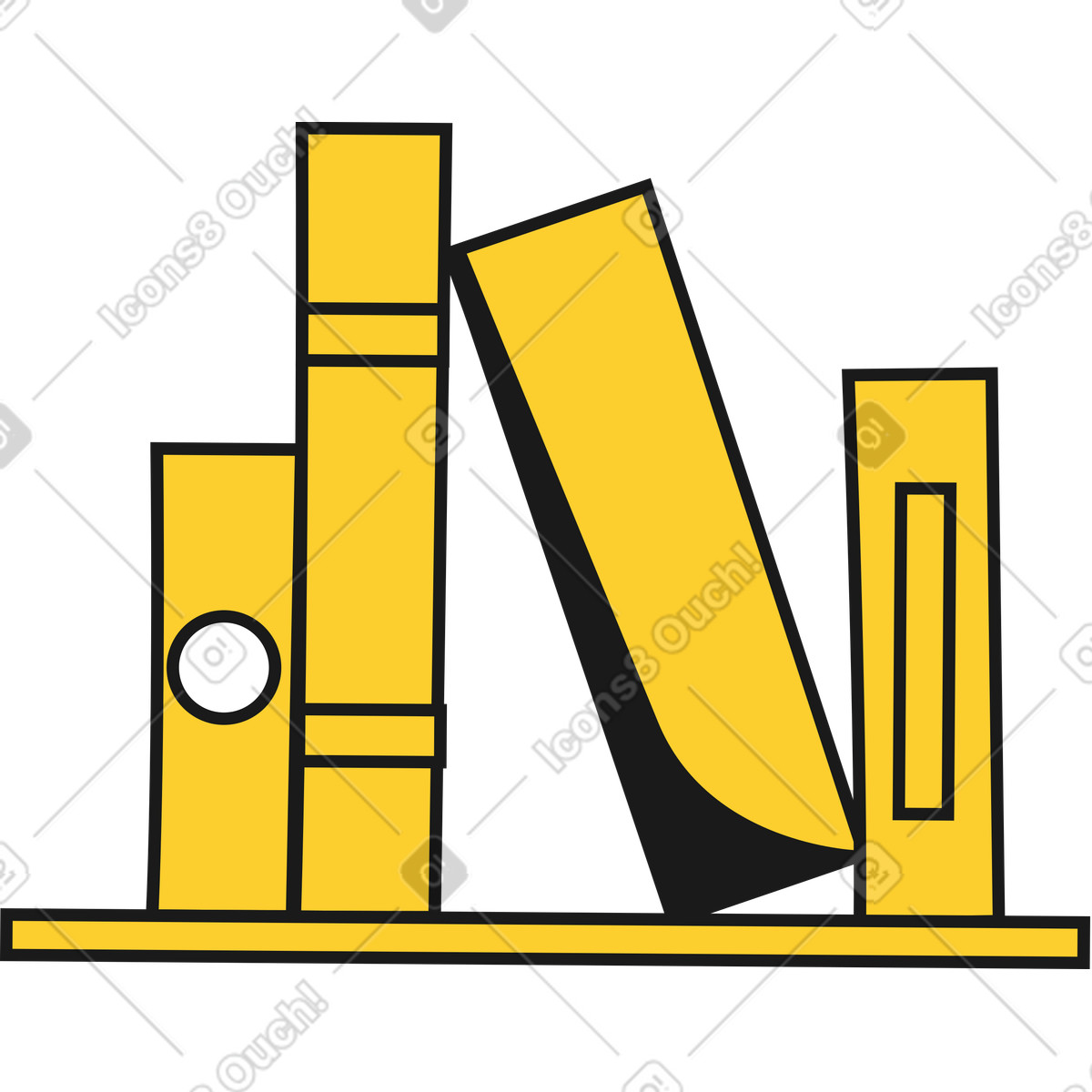 Shelf with books illustration in Taxi style download in PNG, SVG