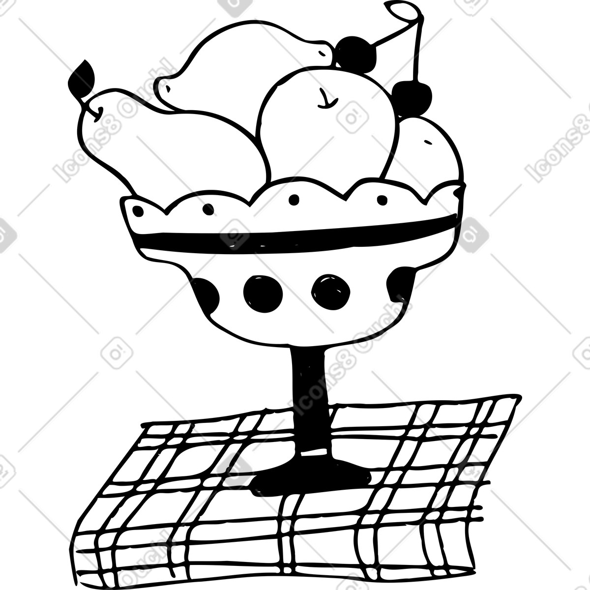 Bowl of fruit illustration in Marks style download in PNG, SVG
