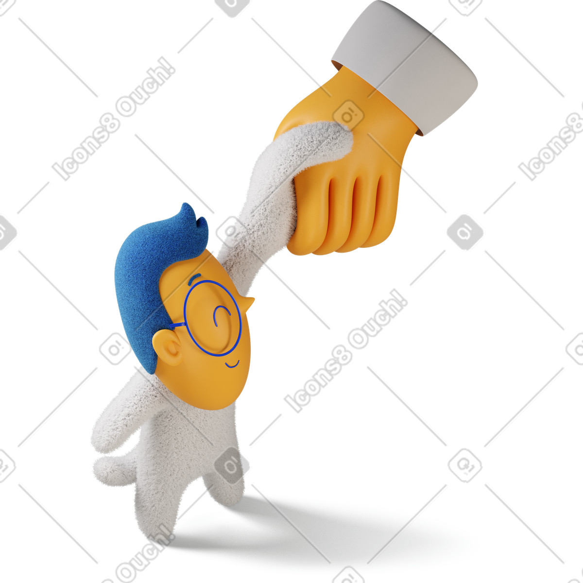 Vista laterale di un ragazzo che stringe la mano a qualcuno destra illustrazione in stile 3D Buddy scarica in PNG, SVG