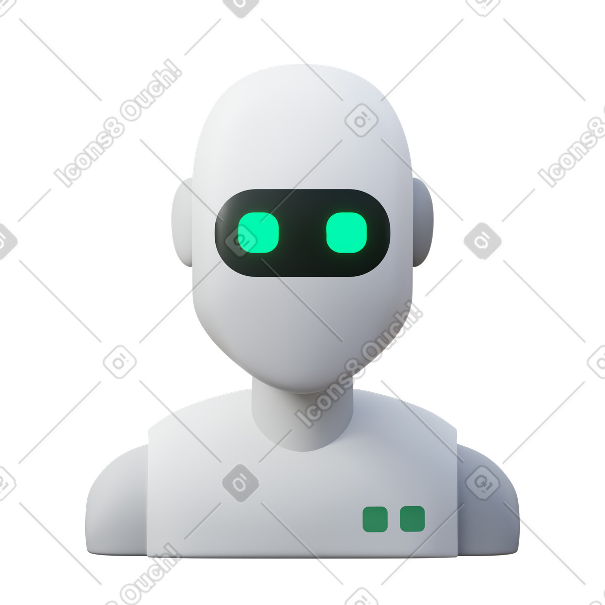 Robot with glowing eyes animated illustration in GIF, Lottie (JSON), AE