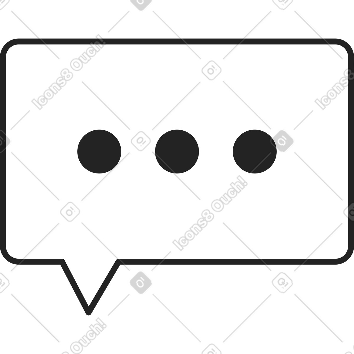 Ilustración Bocadillo de diálogo rectangular con puntos en estilo Sammy Line a descargar en PNG y SVG