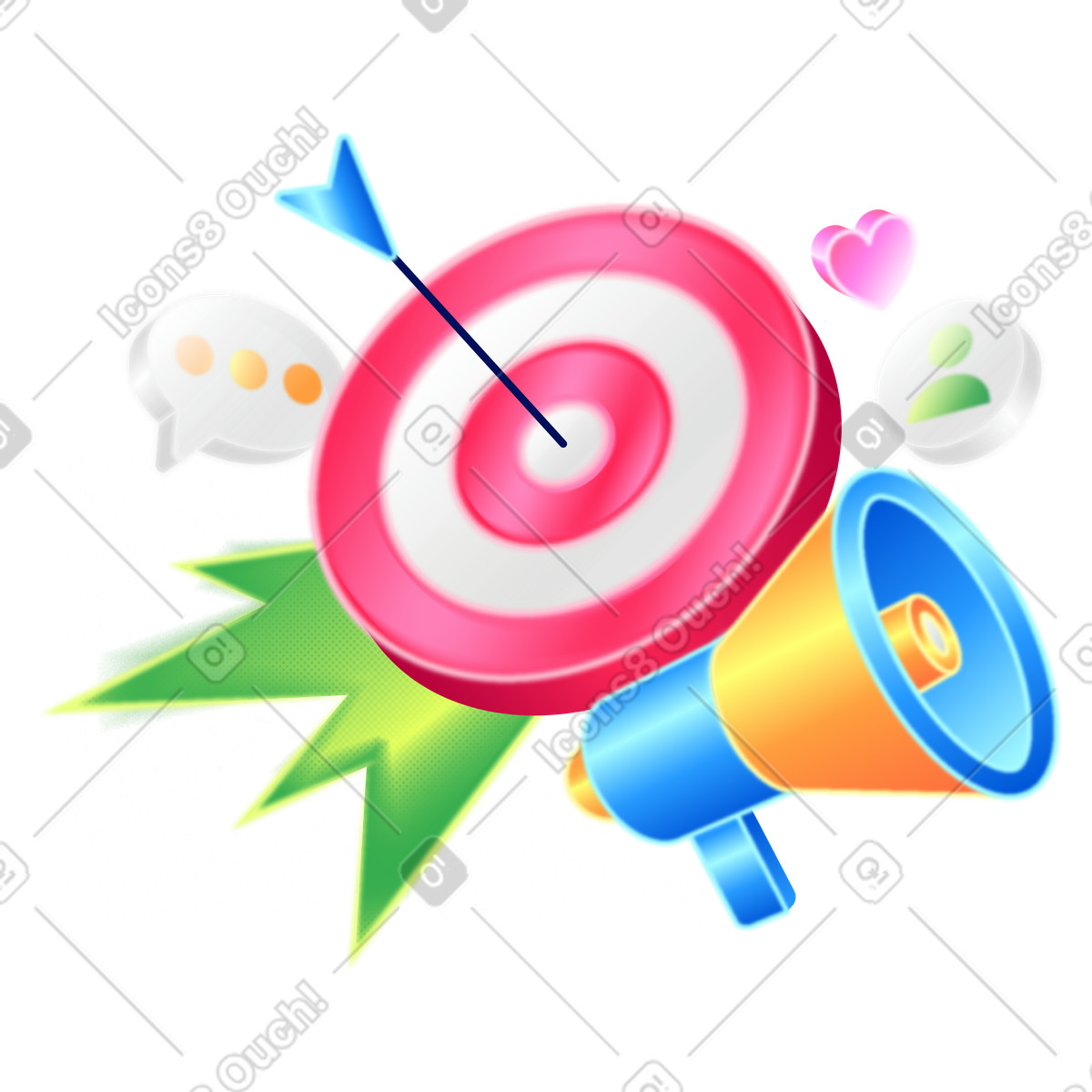 Targeted advertising and social media marketing illustration in PNG, SVG