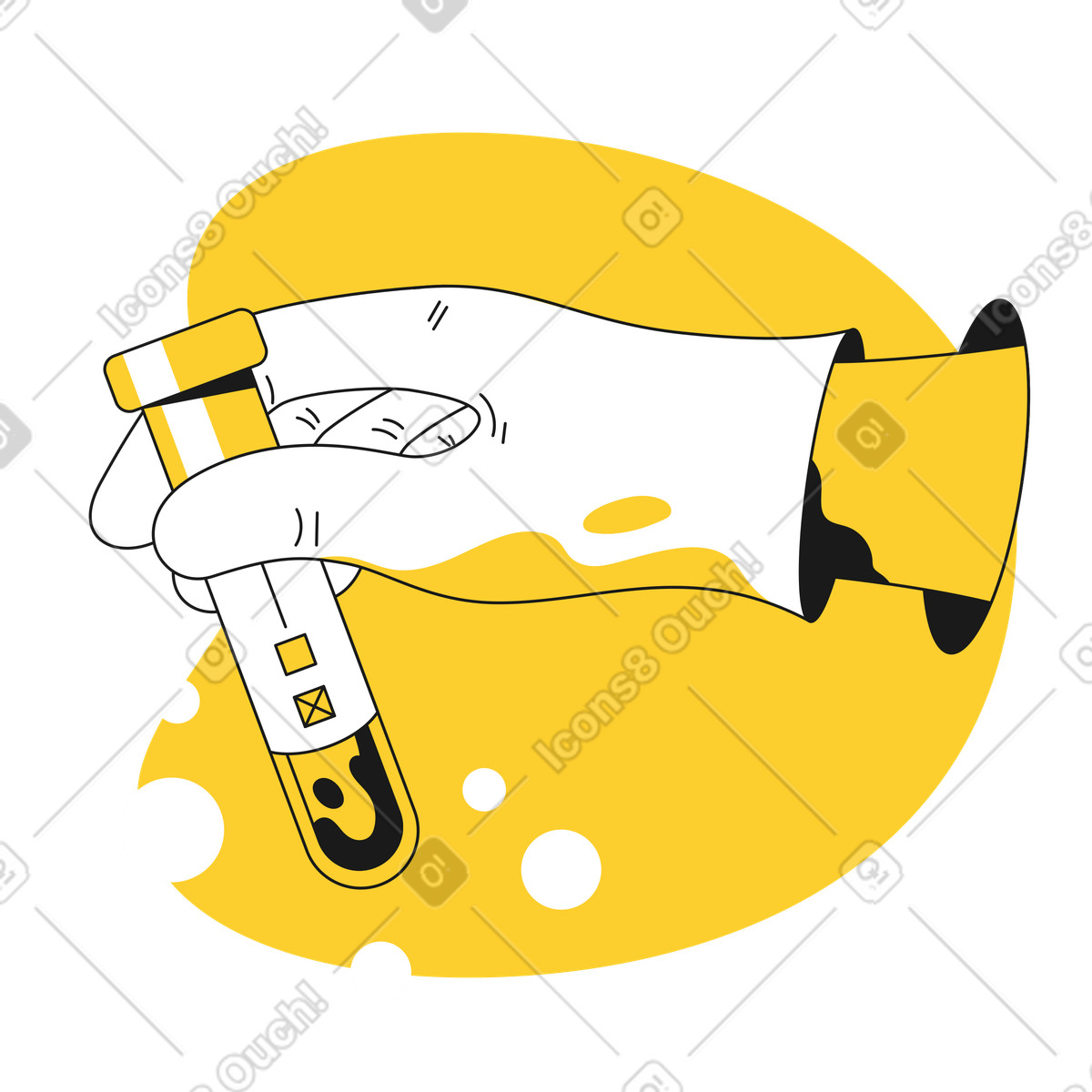 Taxi スタイルの ラテックス手袋をはめた手で試験管を持っている のイラストをPNG、SVG形式でダウンロード