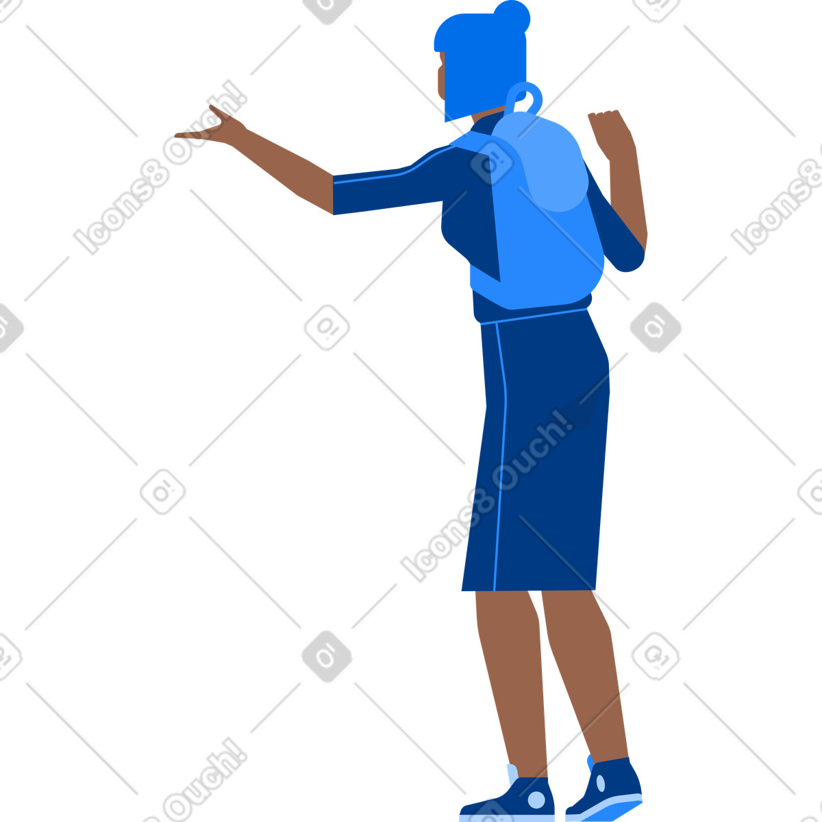 Illustration Woman with backpack view from back dans le style Urban à télécharger aux formats PNG, SVG