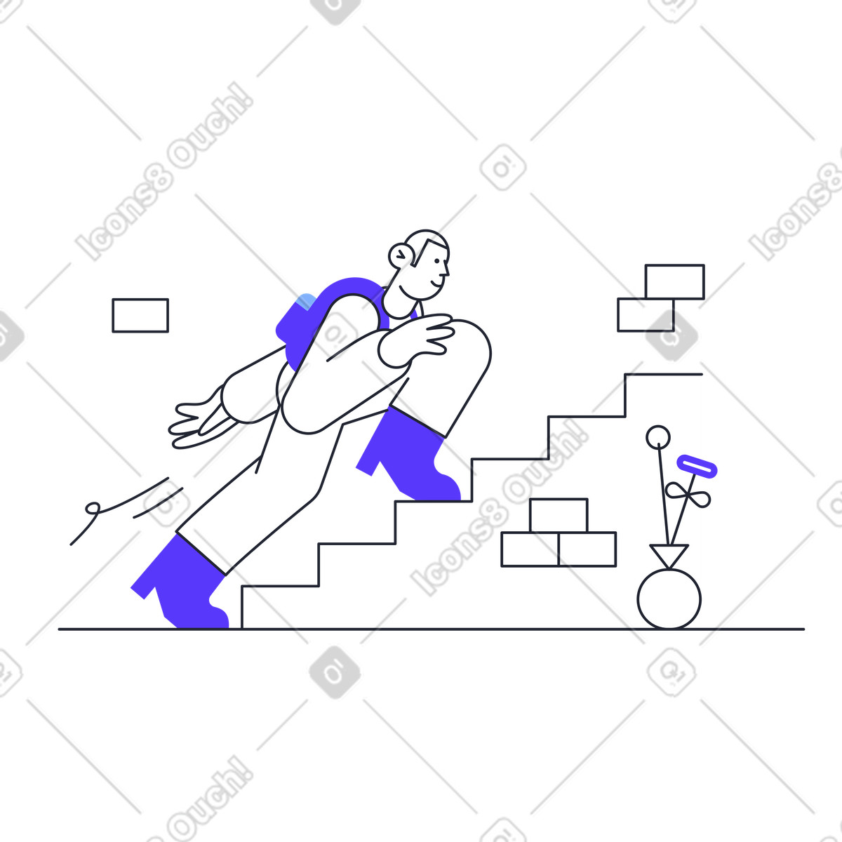 Ilustração de Climbing stairs fast, Progress or personal growth, Career advancement em no estilo Pablita para baixar em PNG, SVG