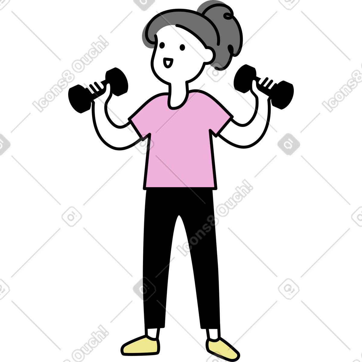 下载 Mochi 风格的 拿着哑铃的女人 插画，支持 PNG、SVG 格式