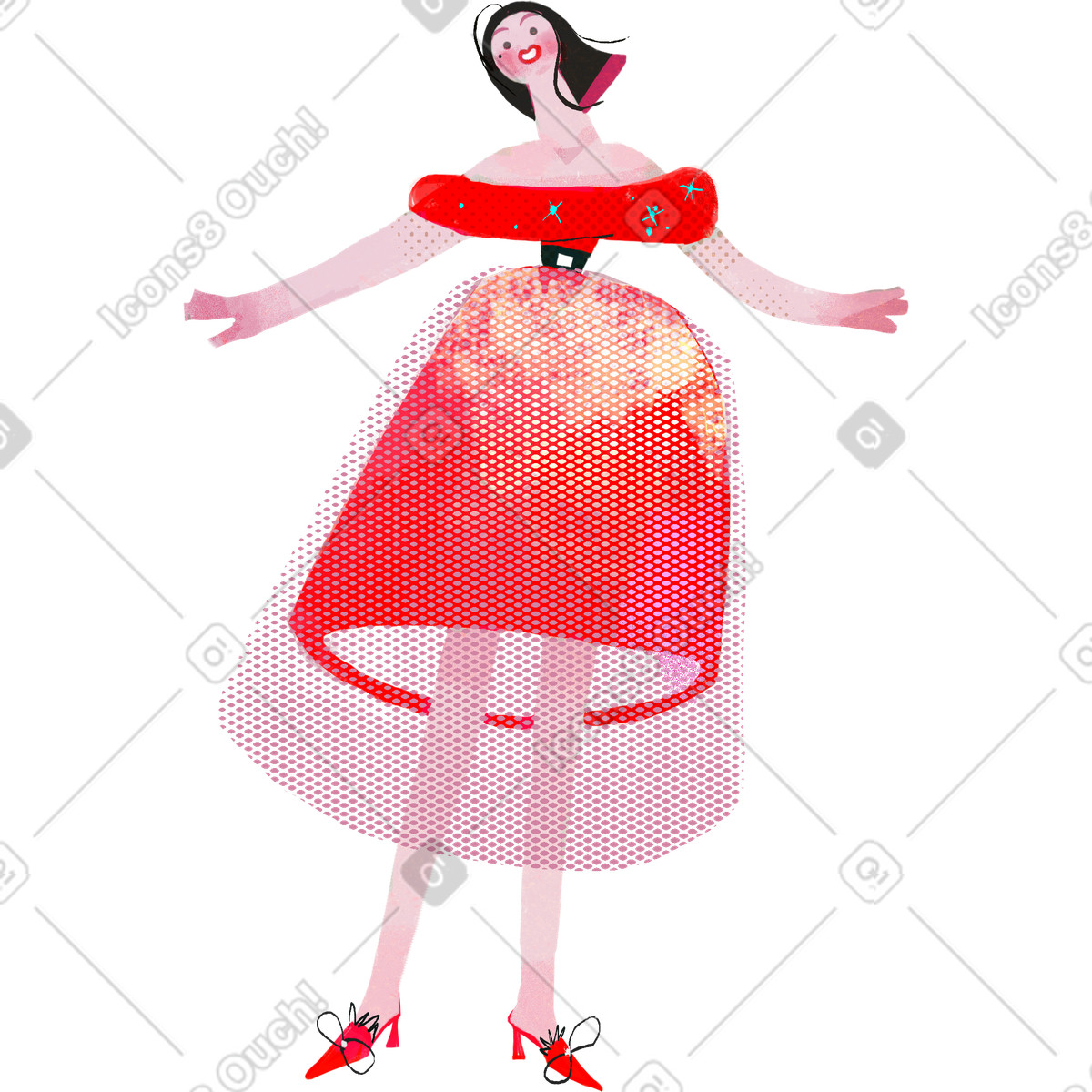 Fabulous スタイルの 赤のマダム のイラストをPNG、SVG形式でダウンロード