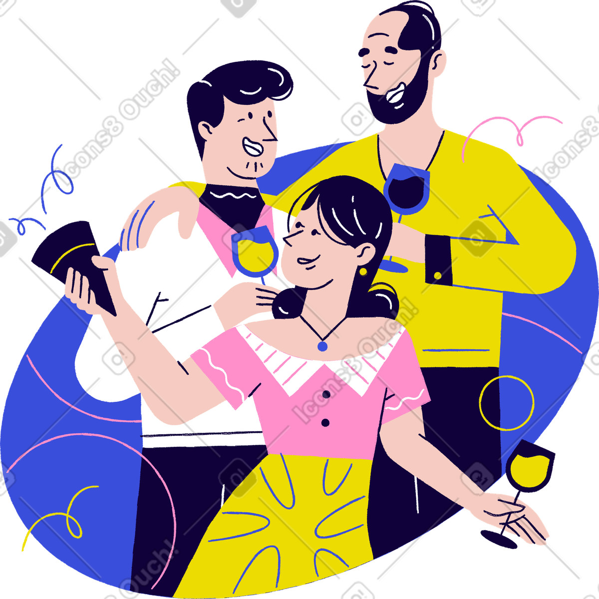 Friends having fun at the party illustration in Holidays style download in PNG, SVG