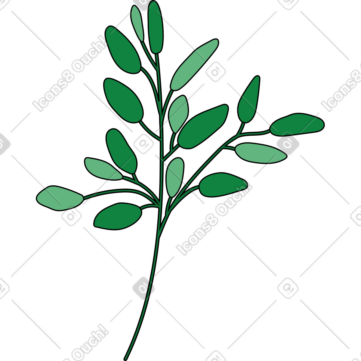 Olive branch illustration in Surr style download in PNG, SVG