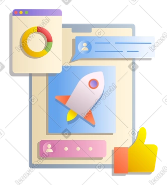 Discussão de lançamento de startup no chat PNG, SVG