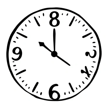 A clock face displayed prominently, with the hands clearly pointing to the numbers "8" and "6". The numbers "8" and "6" are emphasized, with the area around them intricately detailed. The clock includes traditional markings for each hour, creating a sense of structure. The background is minimalist to draw focus to the clock elements.