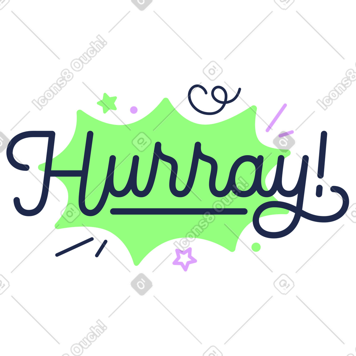 Ilustración Doodle style hurray text, Festive achievement greeting en estilo Outline a descargar en PNG y SVG