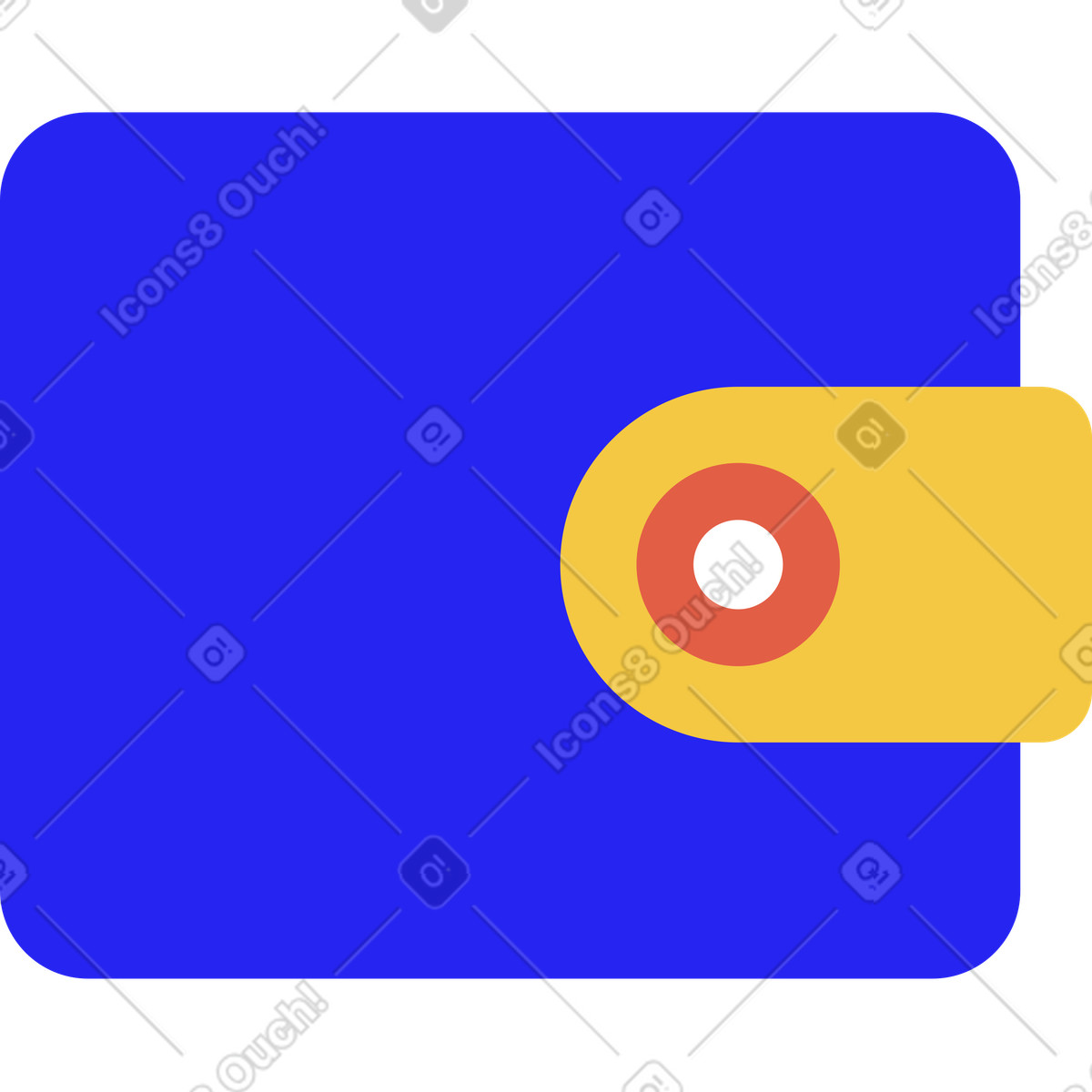 下载 Flat 风格的 带纽扣的蓝色钱包 插画，支持 PNG、SVG 格式