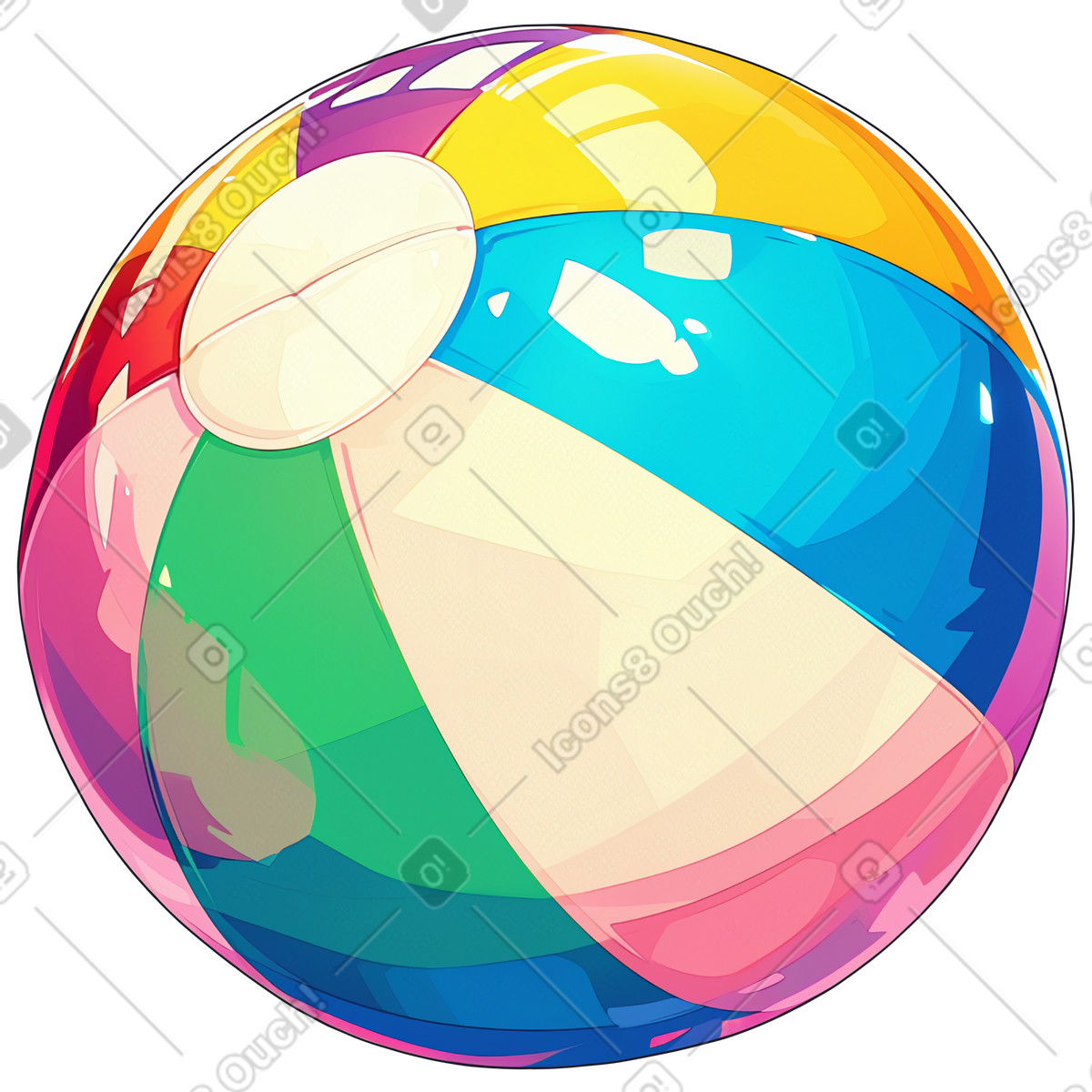 Summer beach ball illustration in Glazy style download in PNG, SVG