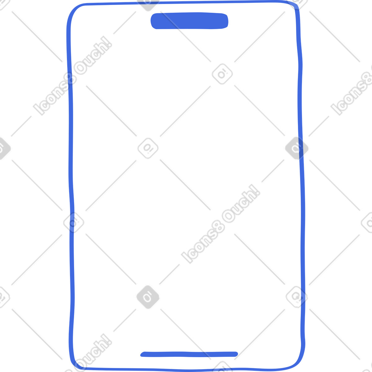 Mobile phone blank screen template with blue border and notch-Illustration im Ballpoint Pen-Stil als Download in PNG, SVG