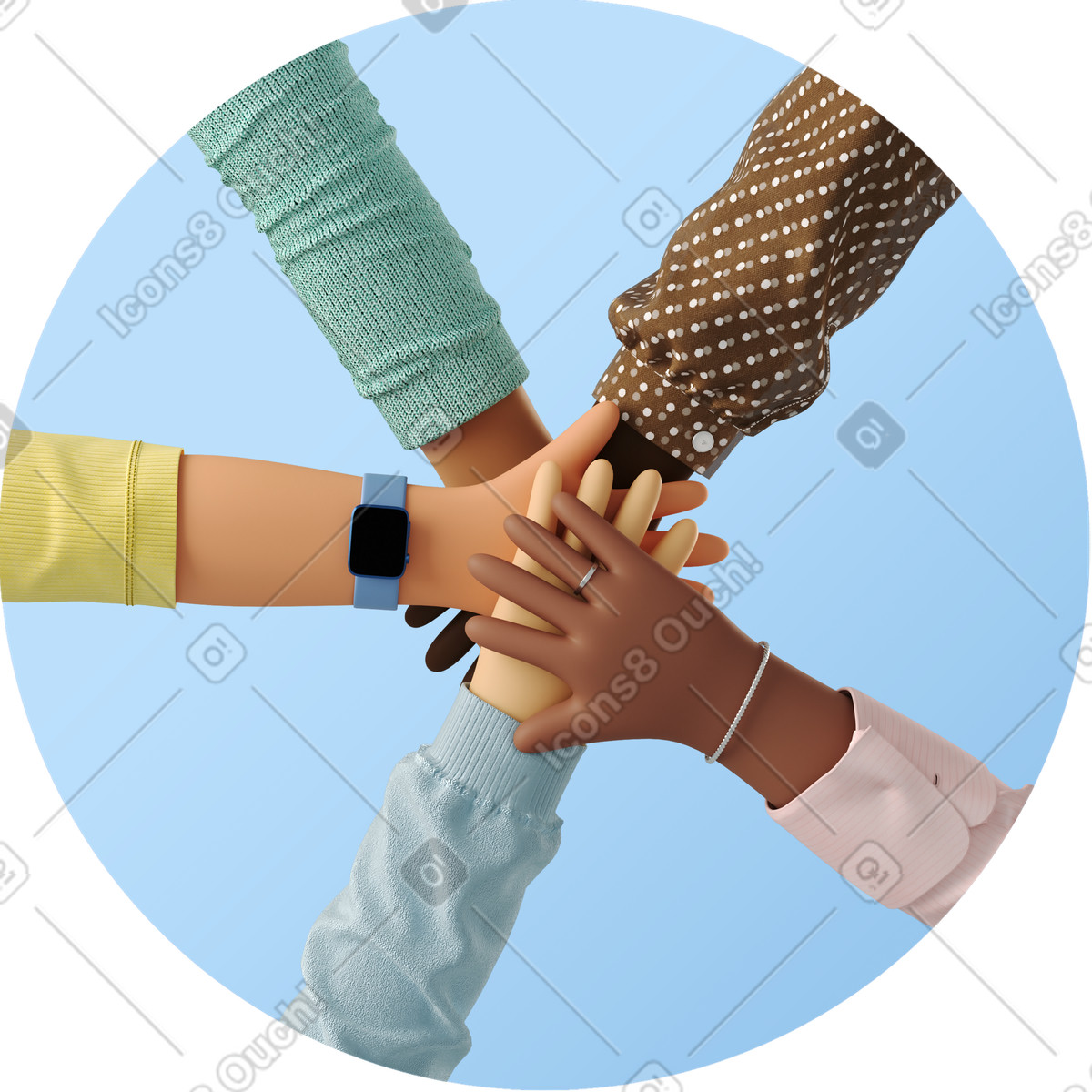 Hands joined together-Illustration im 3D Business-Stil als Download in PNG, SVG