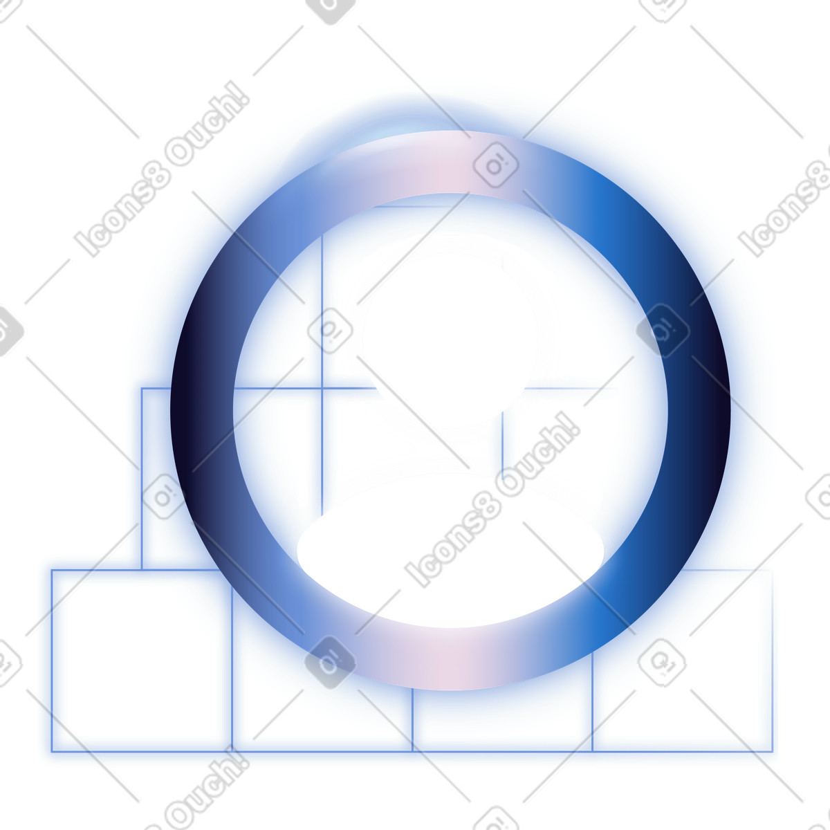 Social media account placeholder with glowing user avatar in circle illustration Dimension style download PNG, SVG