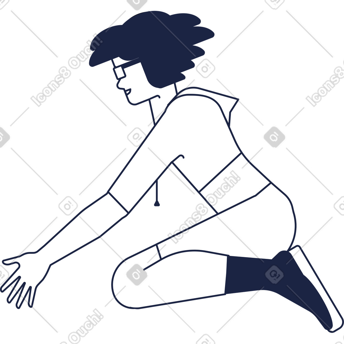Frau picking line-Illustration im Urban-Stil als Download in PNG, SVG